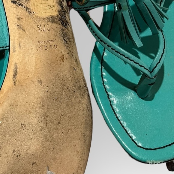 Gucci Horse Bit Sandal Tassel Thong Teal - Picture 12 of 13